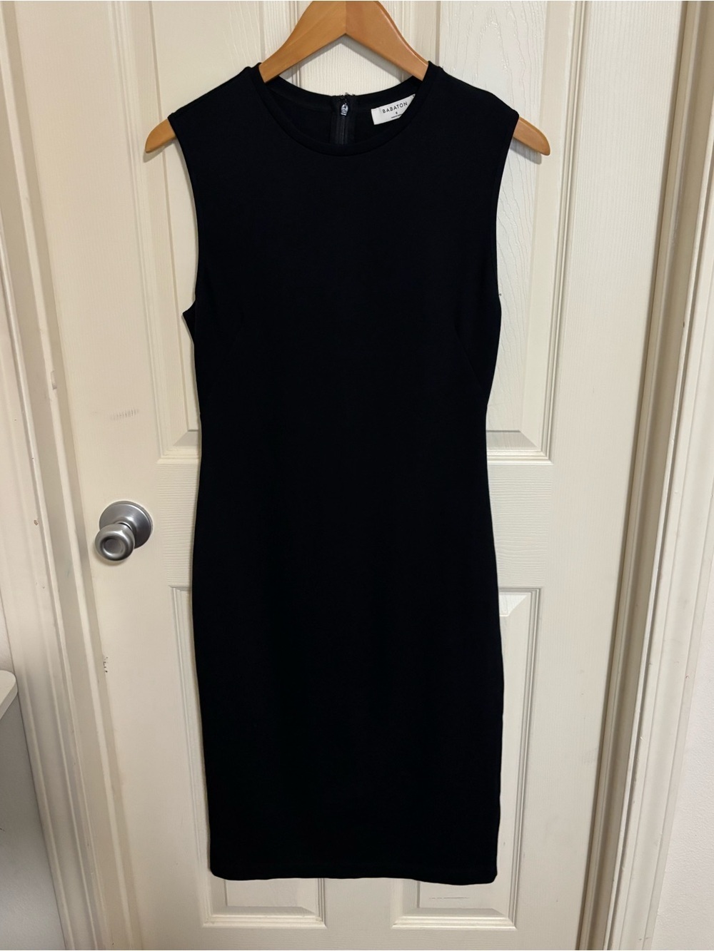 Babaton Black Sheath Midi Dress Size 8 Capsule Wardrobe